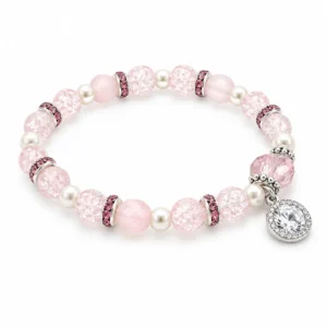 Bracelet / élastique avec croix couleur rose