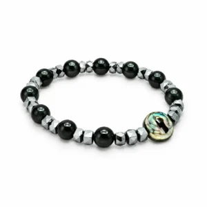 Bracelet élastique Dizainier en hématite 8 mm & résine