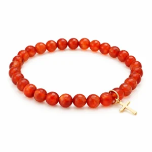 Bracelet Cornaline Rouge avec croix