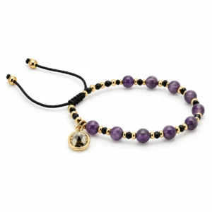 Bracelet sur corde réglable amethyste