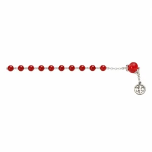 Bracelet dizainier / chaine argentée avec rose rouge