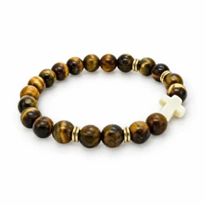 Bracelet élastique en pierre 8 mm /Col: oeil de tigre