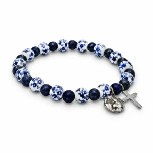 Bracelet en grains porcelaine 8 mm Col: bleu foncé & lapis lazuli