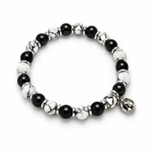 Bracelet élastique en hématite & howlite synthétique= 8 mm