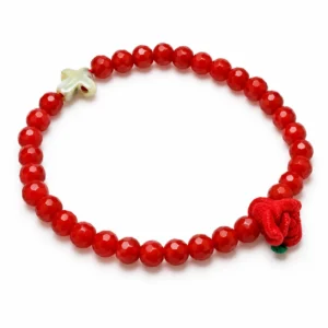 Bracelet  col:rouge =rose+croix & médaille ste rita