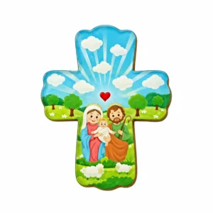 Croix Enfants colorée & sujets Ste Famille.