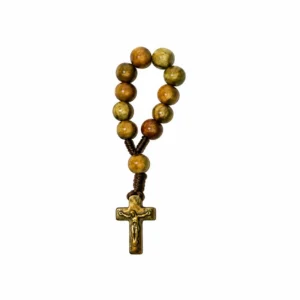 Dizainier s.corde en bois 8 mm, croix en bois avec Christ