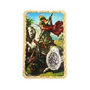 Carte médaille avec prière St Georges