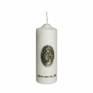 Cierge souvenir Sainte Rita médaillon étain