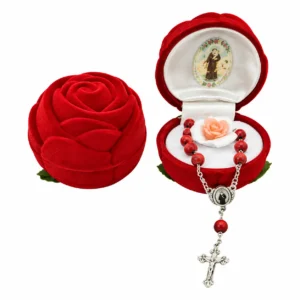 Coffret forme rose avec dizainier bois de rose parfumé