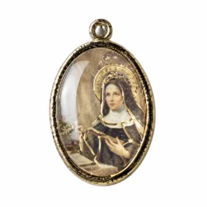 Médaille ovale dorée 2,5 cm " sainte Rita"