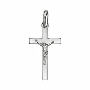 Pendentif Jésus sur croix argent rhodié