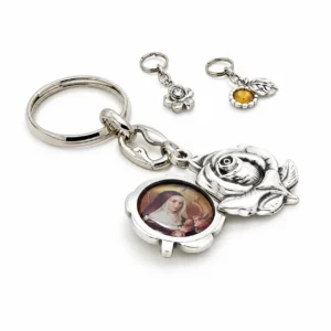 Porte-clé rose db faces Sainte Rita / texte