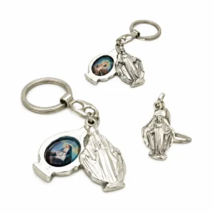 Porte-clés Ste Rita/St Joseph résine et Vierge Miraculeuse en statuette